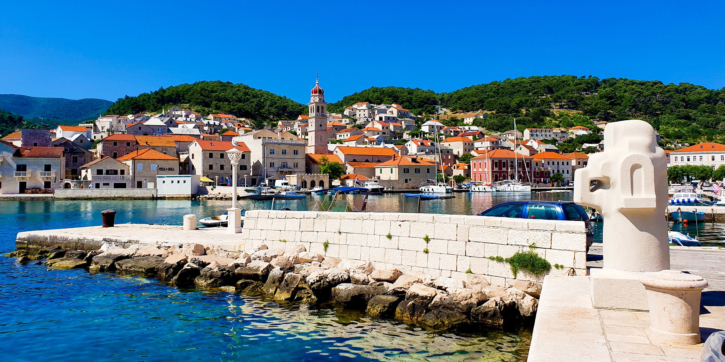 Pučišća Town Waterfront View in Croatia